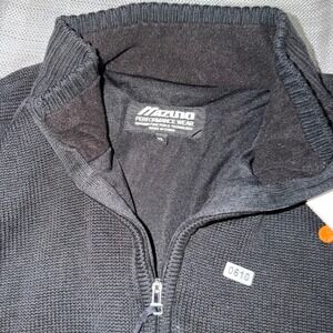 Mizuno Performance Wear Mens XL Black Quarter Zip Lined Knit Sweater Mock Neck